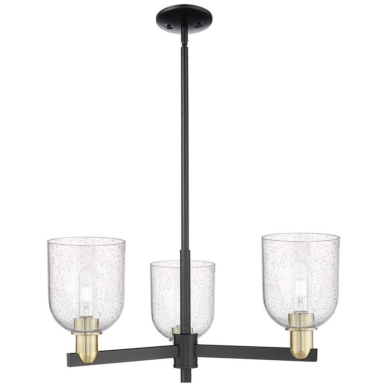 Image 1 Arcadia Bella 27"W 3 Light Black Brass Stem Chandelier w/ Seedy Shade