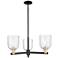 Arcadia Bella 27"W 3 Light Black Brass Stem Chandelier w/ Seedy Shade