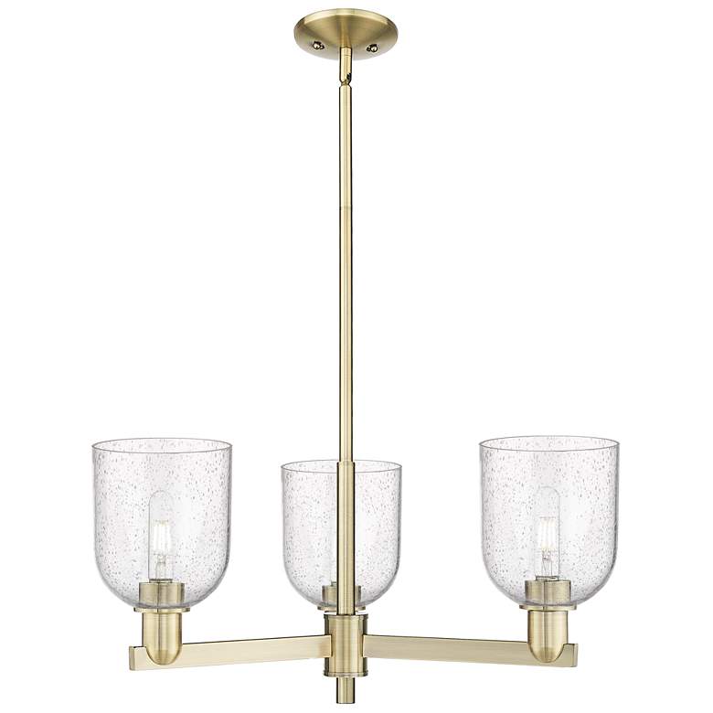 Image 1 Arcadia Bella 27"W 3 Light Brass Stem Hung Chandelier With Seedy Shade