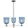 Arcadia Bella 27"W 3 Light Chrome Stem Hung Chandelier w/ Blue Shade