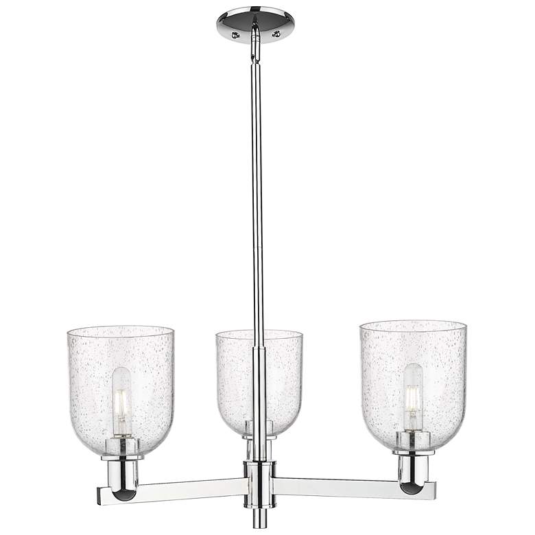 Image 1 Arcadia Bella 27"W 3 Light Chrome Stem Hung Chandelier w/ Seedy Shade