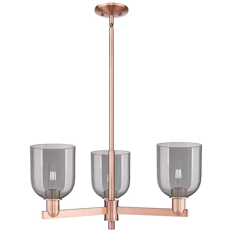 Image 1 Arcadia Bella 27"W 3 Light Copper Stem Chandelier w/ Light Smoke Shade