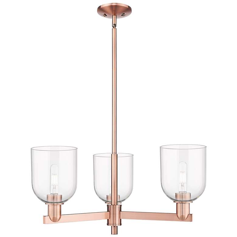 Image 1 Arcadia Bella 27"W 3 Light Copper Stem Chandelier With Clear Shade