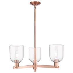 Arcadia Bella 27"W 3 Light Copper Stem Chandelier With Clear Shade