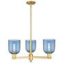Arcadia Bella 27"W 3 Light Gold Stem Hung Chandelier w/ Blue Shade