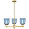 Arcadia Bella 27"W 3 Light Gold Stem Hung Chandelier w/ Blue Shade