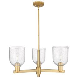 Arcadia Bella 27"W 3-Lt Brushed Brass Stem Chandelier w/ Seedy Shade
