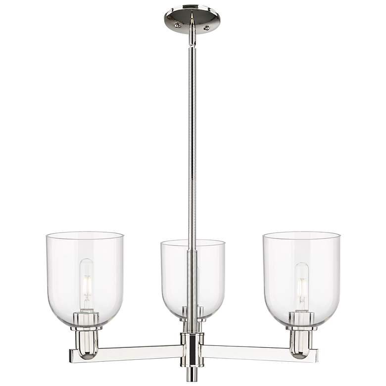 Image 1 Arcadia Bella 27"W 3-Lt Polished Nickel Stem Chandelier w/ Clear Shade