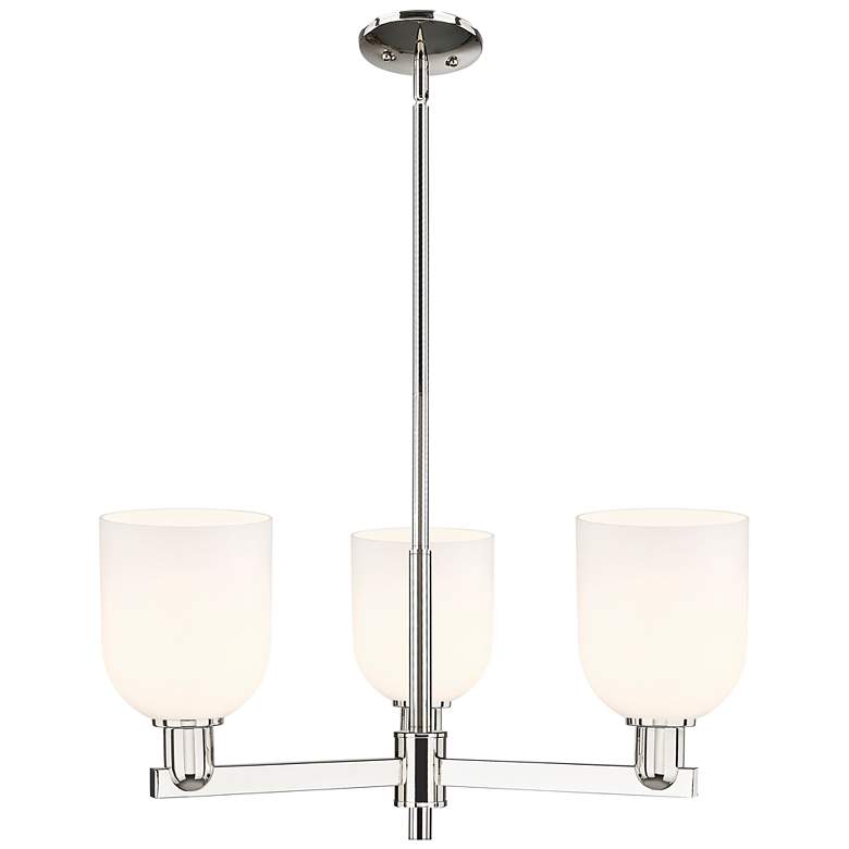 Image 1 Arcadia Bella 27"W 3-Lt Polished Nickel Stem Chandelier w/ White Shade