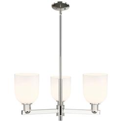 Arcadia Bella 27"W 3-Lt Polished Nickel Stem Chandelier w/ White Shade