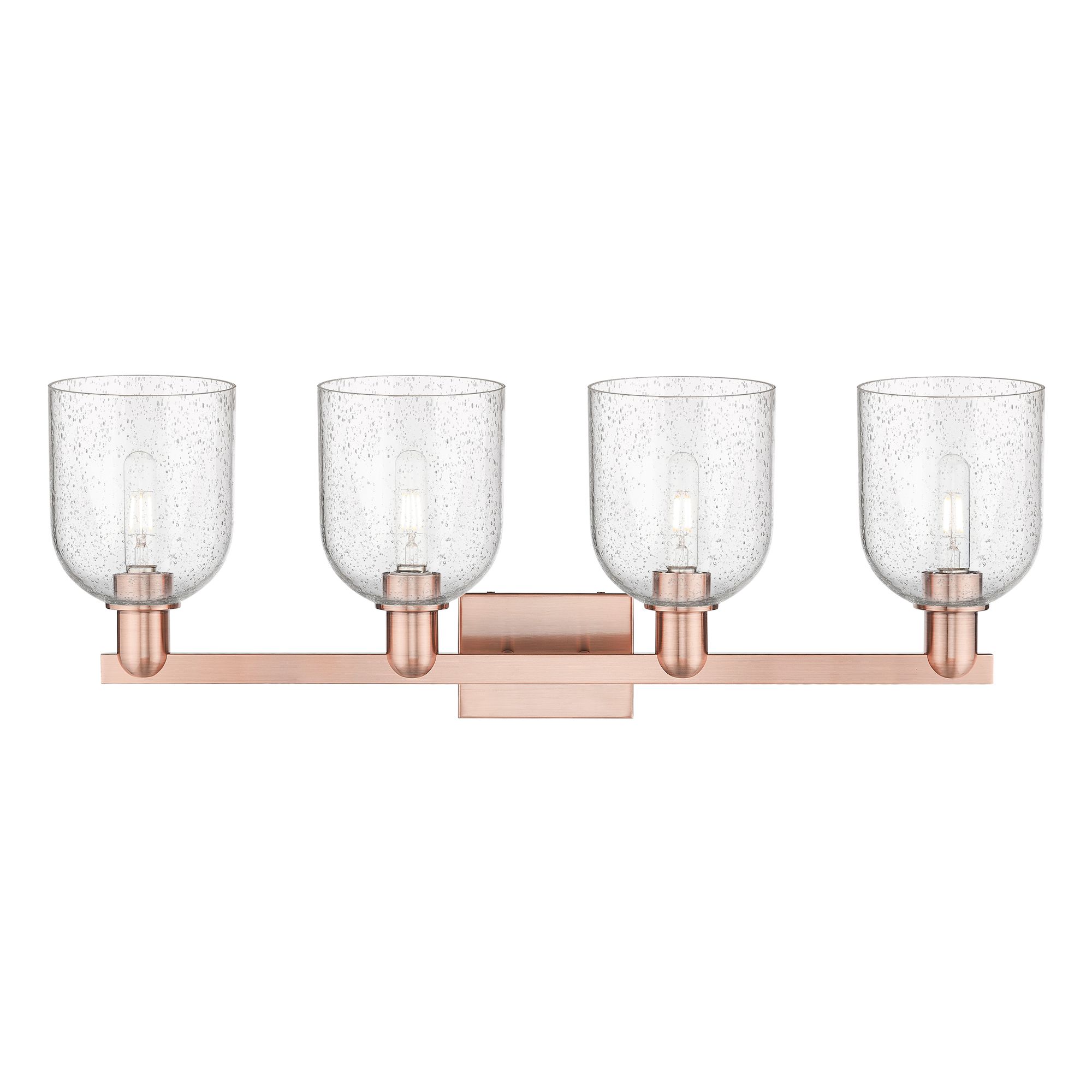 Image 2 Arcadia Bella 33"W 4 Light Antique Copper Bath Light With Seedy Shade more views