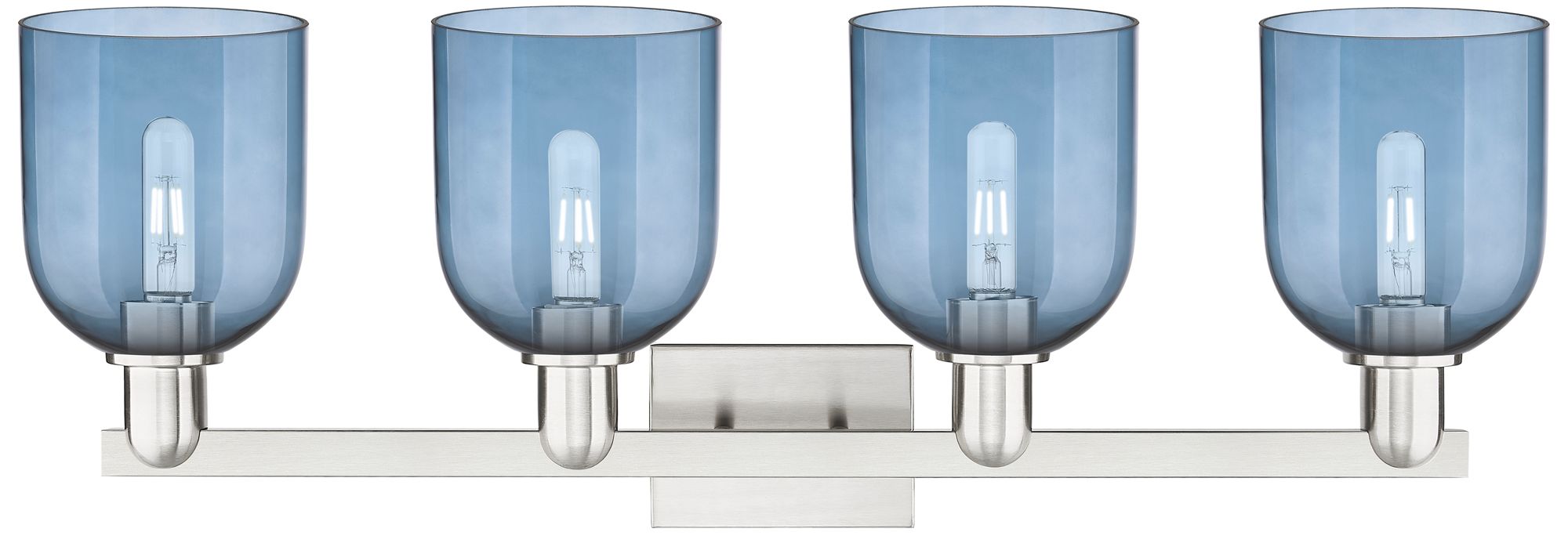 Image 2 Arcadia Bella 33"W 4 Light Brushed Nickel Vanity Light With Blue Shade more views