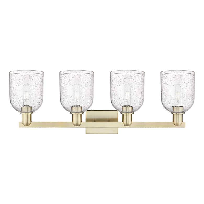 Image 2 Arcadia Bella 33"W 4 Light Antique Brass Vanity Light With Seedy Shade more views