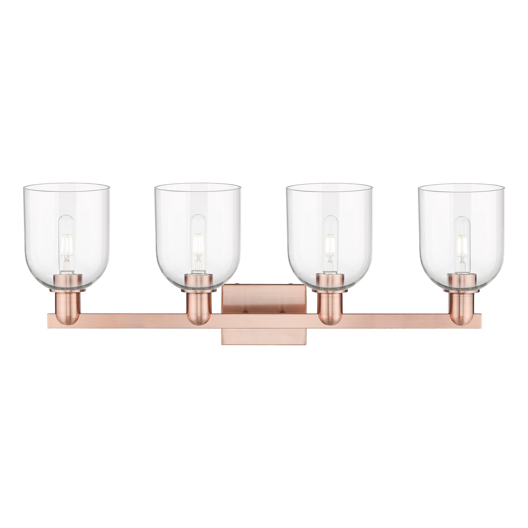 Image 2 Arcadia Bella 33"W 4 Light Antique Copper Bath Light With Clear Shade more views