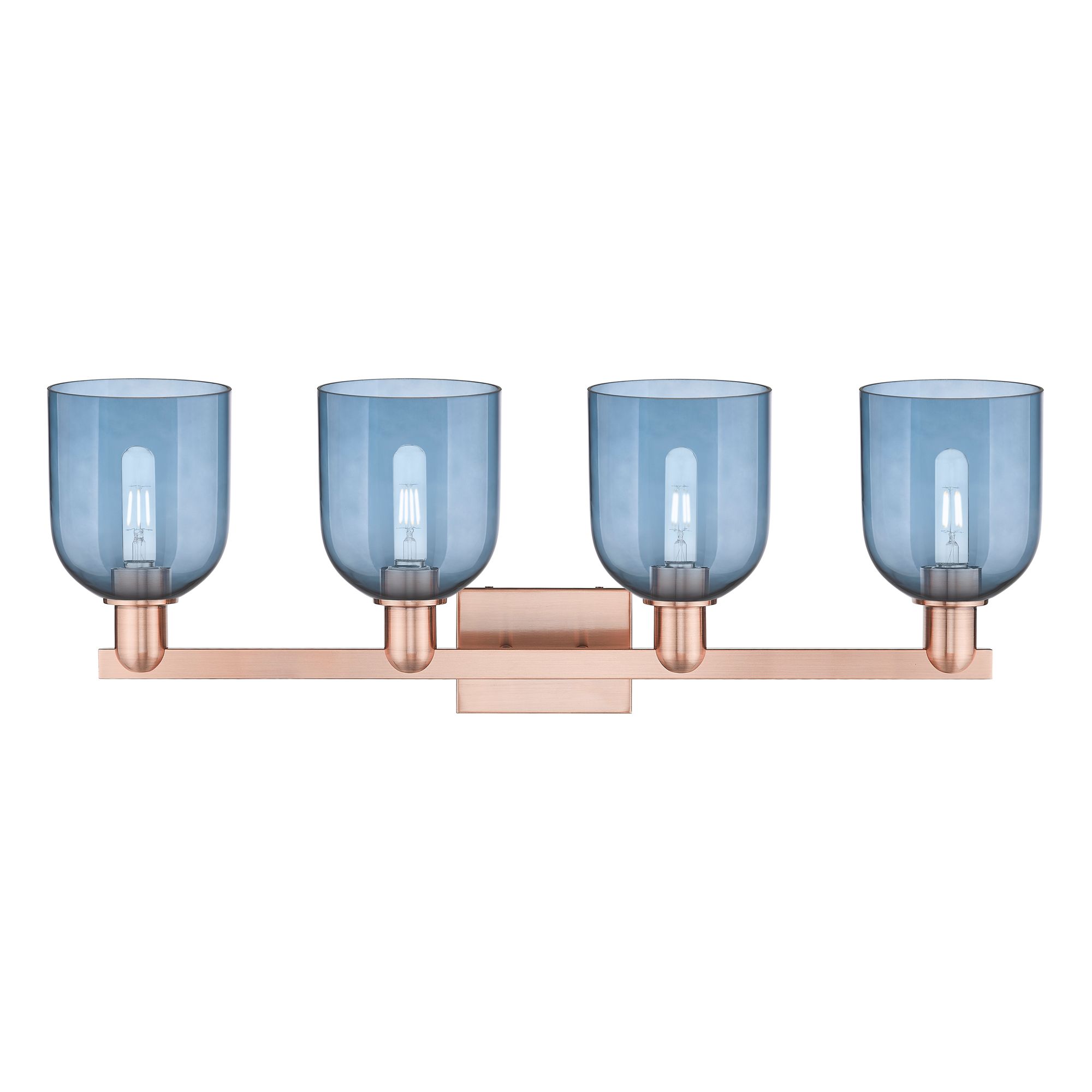 Image 2 Arcadia Bella 33"W 4 Light Antique Copper Vanity Light With Blue Shade more views
