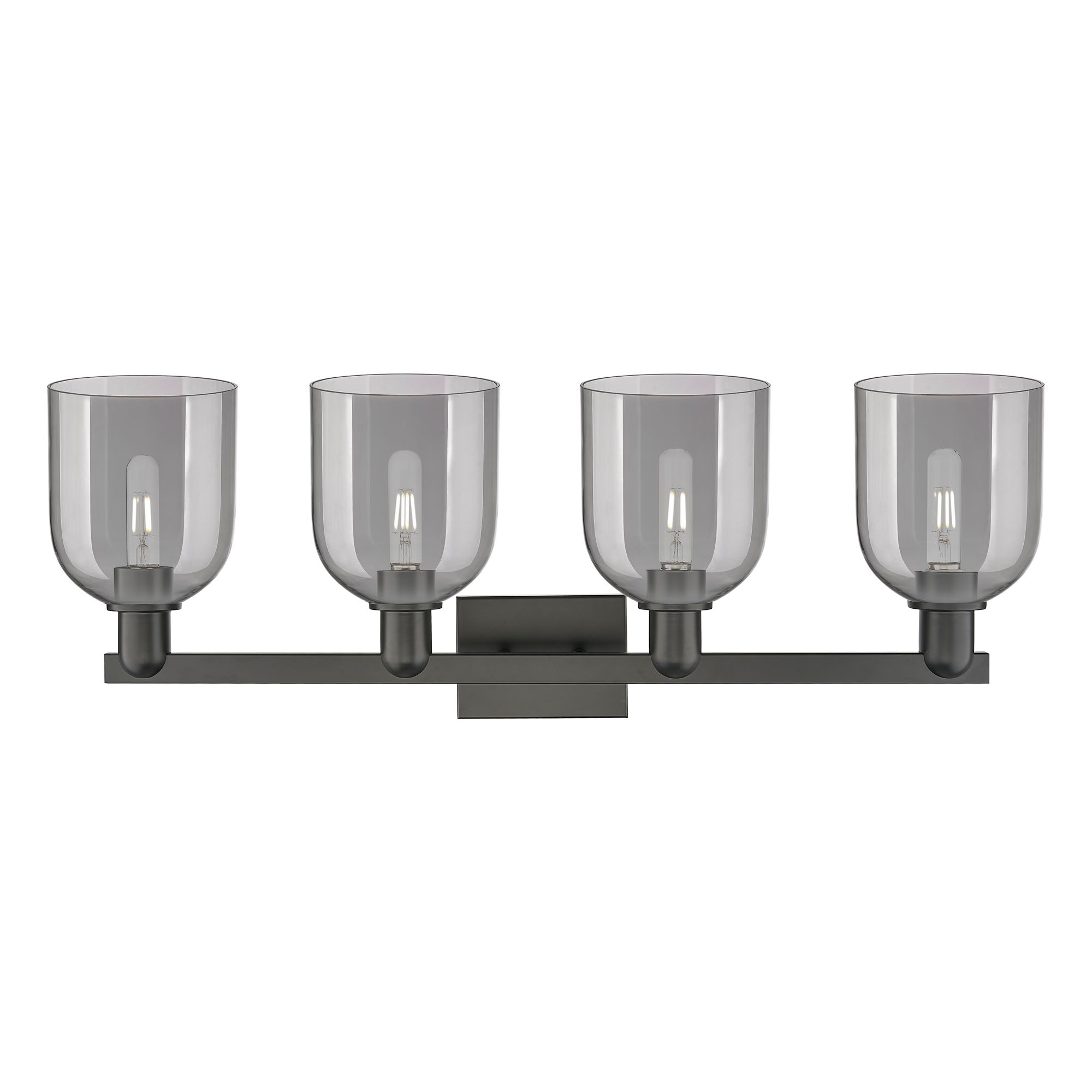 Image 2 Arcadia Bella 33"W 4 Light Black Vanity Light w/ Light Smoke Shade more views
