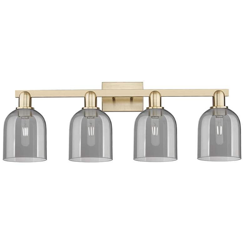 Image 1 Arcadia Bella 33"W 4 Light Bronze Vanity Light w/ Light Smoke Shade