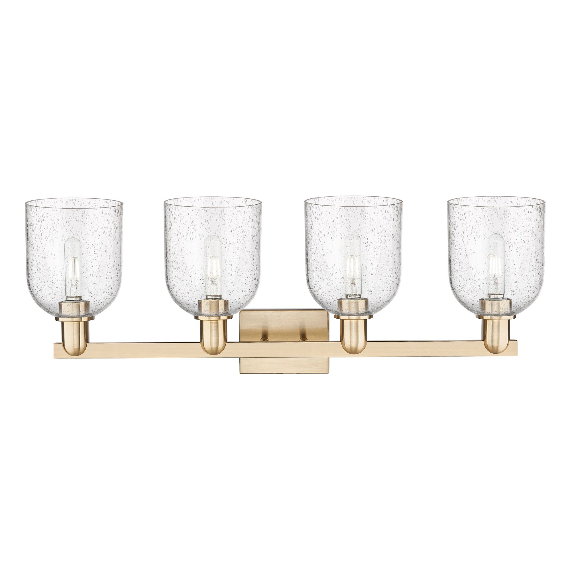 Image 2 Arcadia Bella 33"W 4 Light Bronze Vanity Light w/ Seedy Shade more views