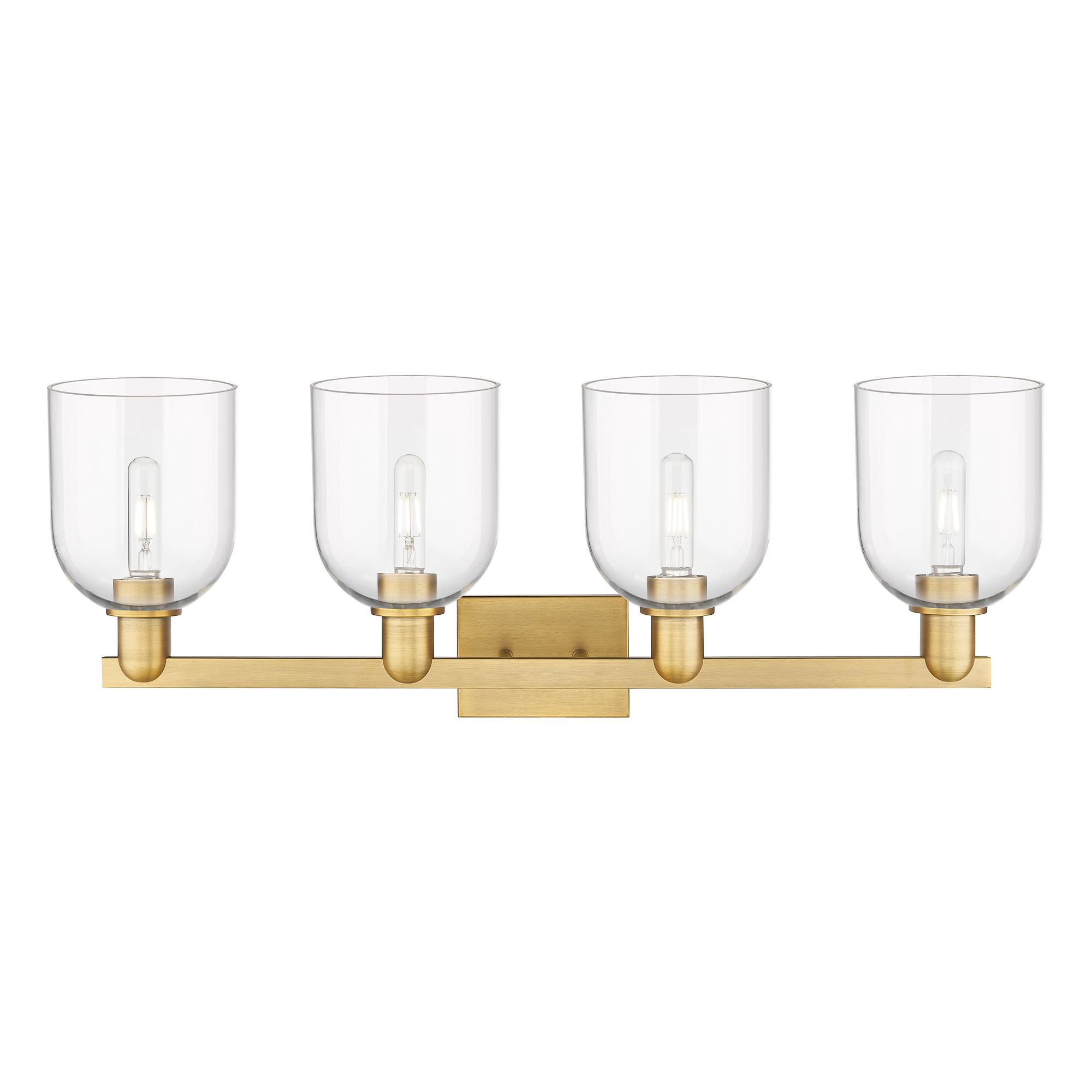 Image 2 Arcadia Bella 33"W 4 Light Brushed Brass Vanity Light With Clear Shade more views