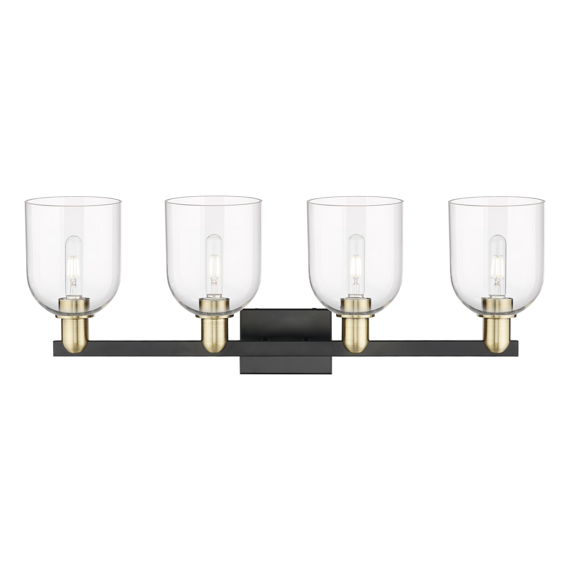 Image 2 Arcadia Bella 33"W 4 Light Brushed Brass Vanity w/ Light Smoke Shade more views