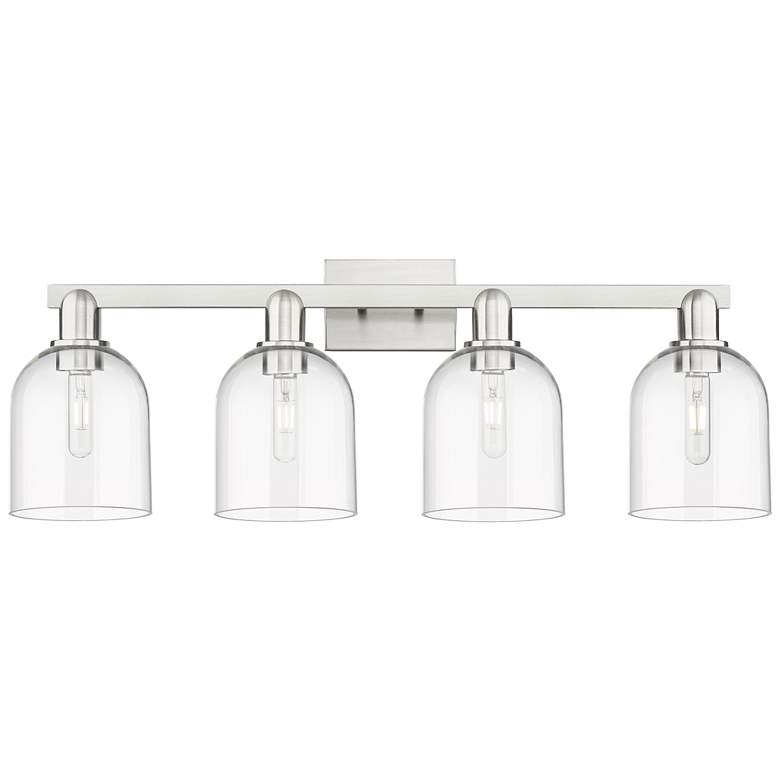 Image 1 Arcadia Bella 33"W 4 Light Brushed Nickel Bath Light With Clear Shade