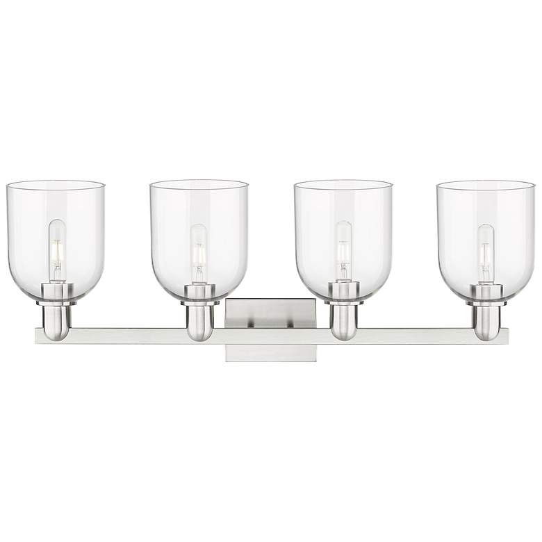 Image 2 Arcadia Bella 33"W 4 Light Brushed Nickel Bath Light With Clear Shade more views