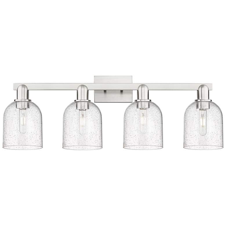 Image 1 Arcadia Bella 33"W 4 Light Brushed Nickel Bath Light With Seedy Shade