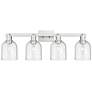 1_Arcadia Bella 33"W 4 Light Brushed Nickel Bath Light With Seedy Shade