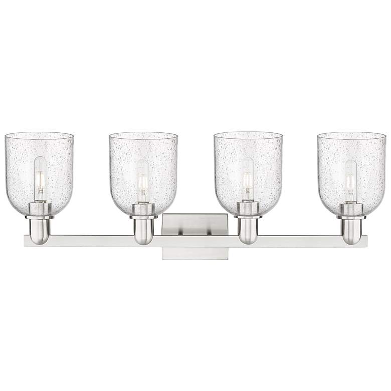 Image 2 Arcadia Bella 33"W 4 Light Brushed Nickel Bath Light With Seedy Shade more views
