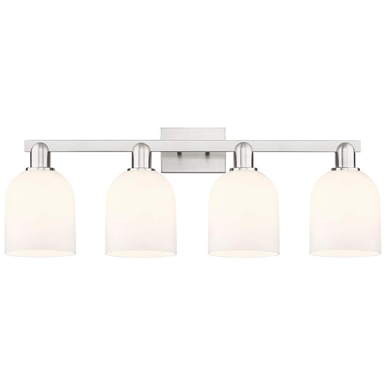 Image 1 Arcadia Bella 33"W 4 Light Brushed Nickel Bath Light With White Shade