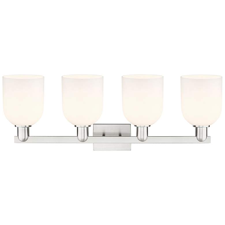 Image 2 Arcadia Bella 33"W 4 Light Brushed Nickel Bath Light With White Shade more views