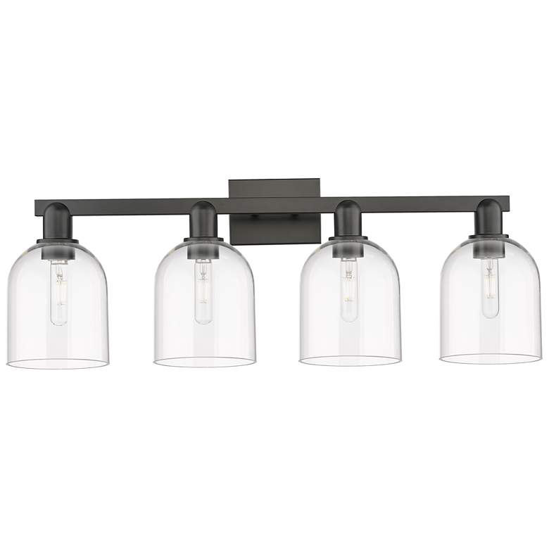 Image 1 Arcadia Bella 33"W 4 Light Matte Black Vanity Light With Clear Shade