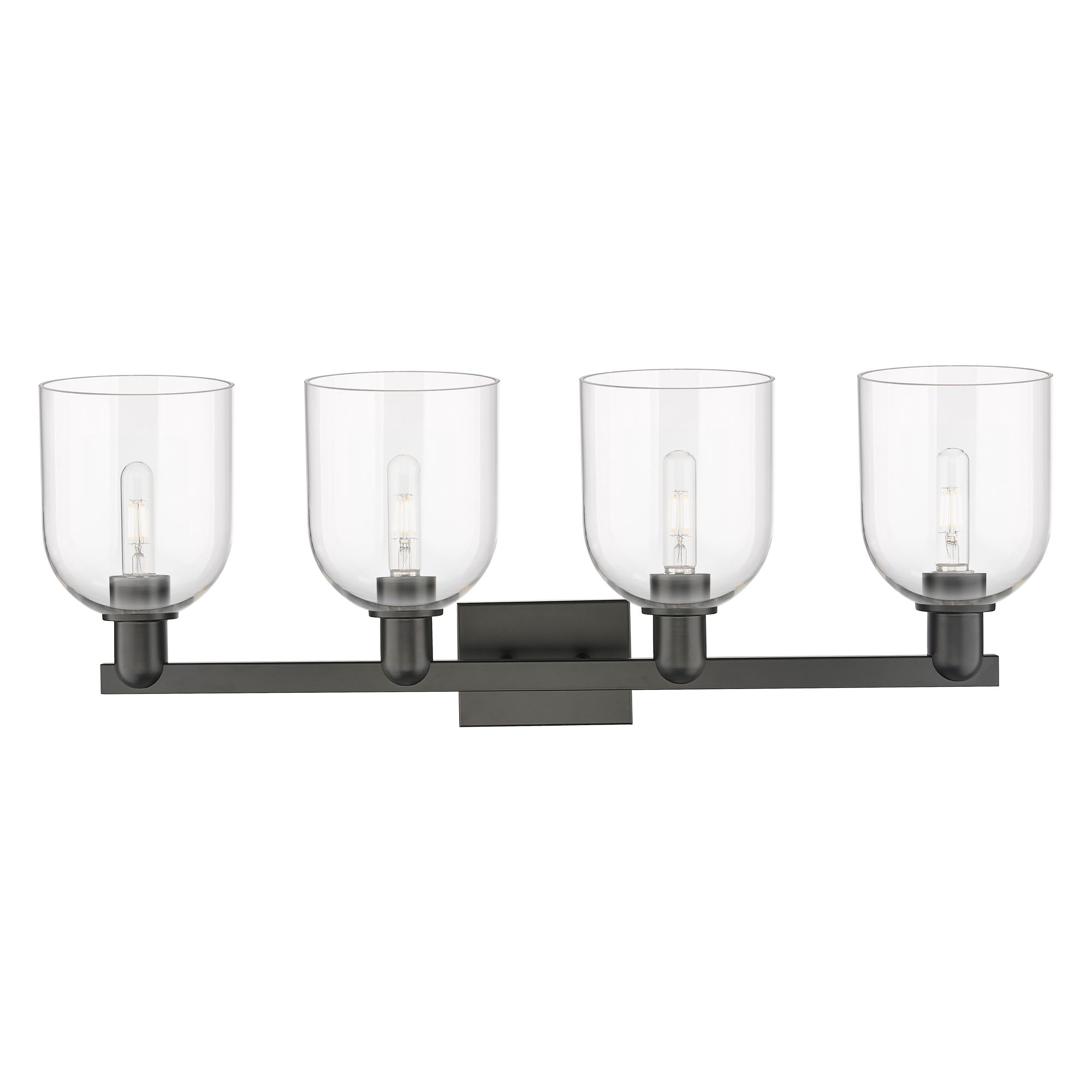 Image 2 Arcadia Bella 33"W 4 Light Matte Black Vanity Light With Clear Shade more views