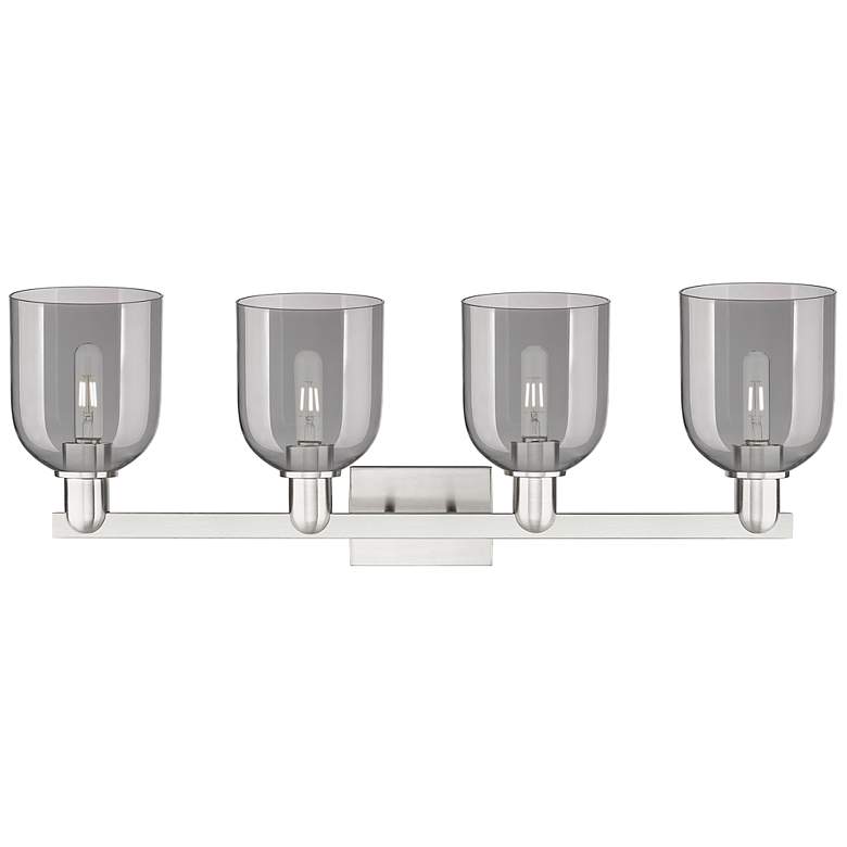 Image 2 Arcadia Bella 33"W 4 Light Nickel Bath Light w/ Light Smoke Shade more views