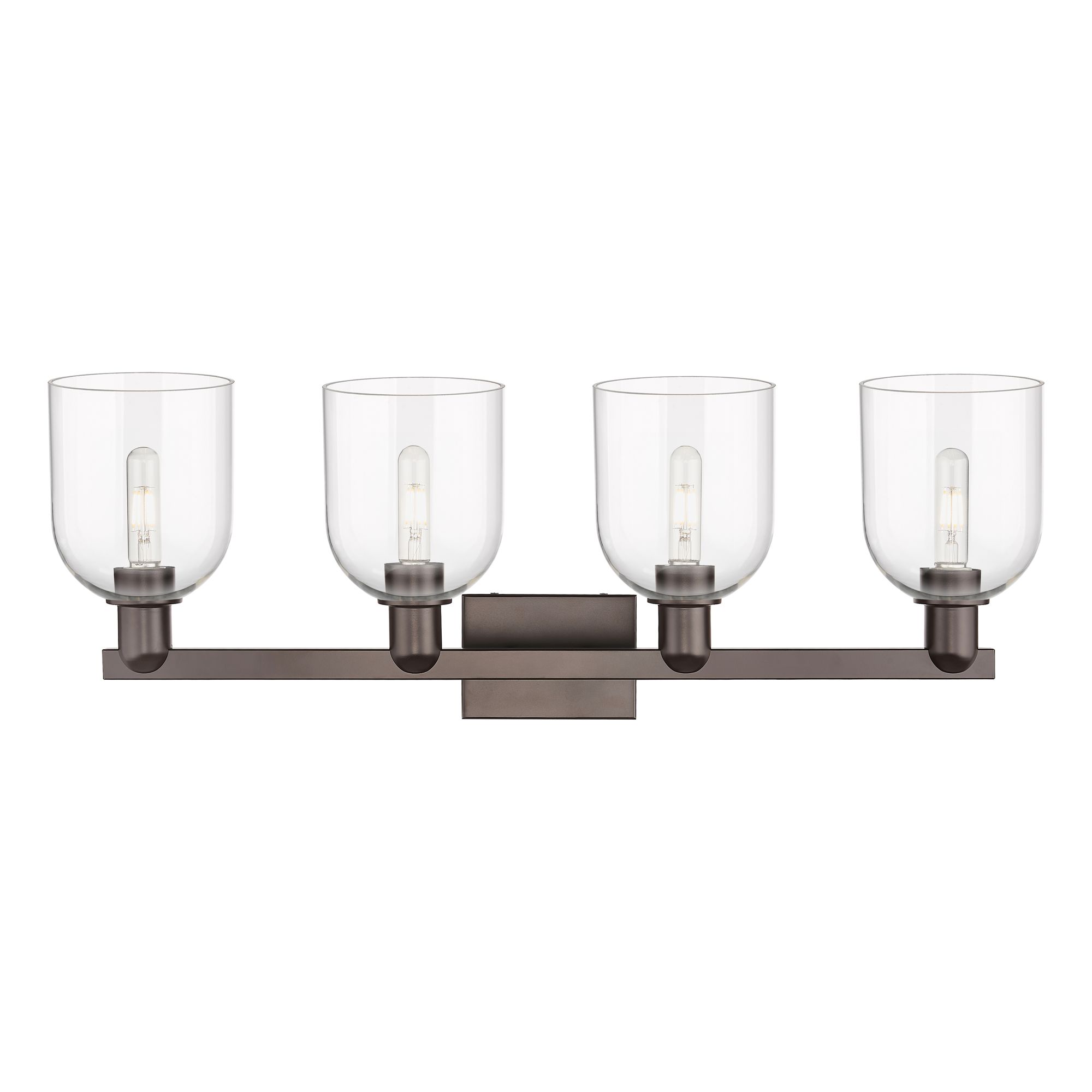 Image 2 Arcadia Bella 33"W 4 Light Oiled Bronze Vanity Light w/ Clear Shade more views