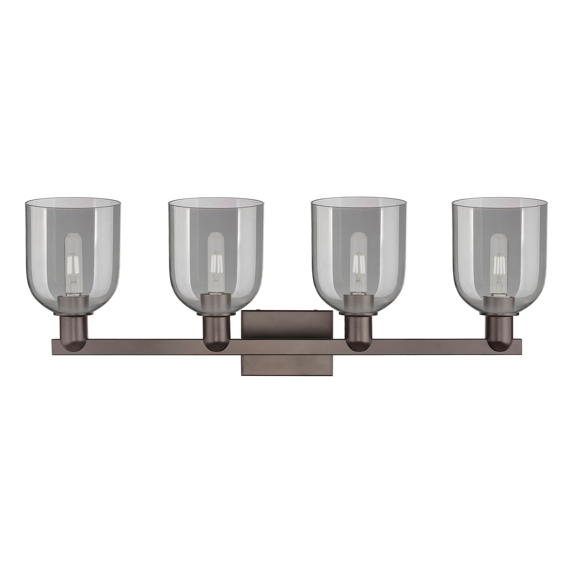 Image 2 Arcadia Bella 33"W 4 Light Oiled Bronze Vanity w/ Light Smoke Shade more views