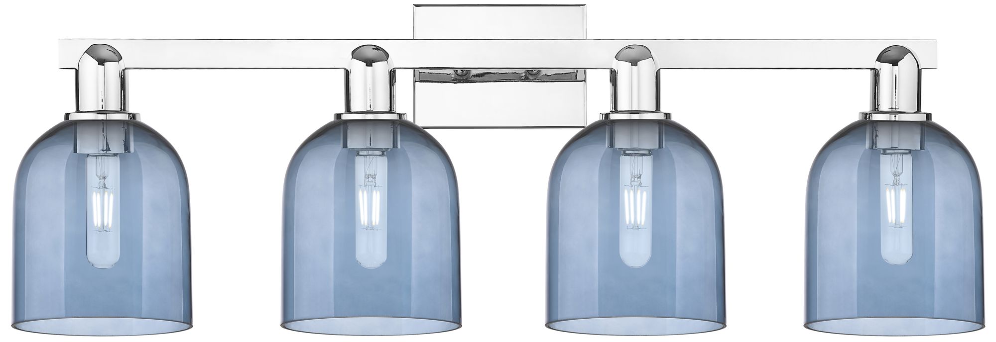 Arcadia Bella 33"W 4 Light Polished Chrome Bath Light With Blue Shade