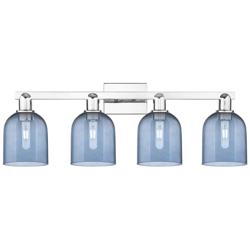 Arcadia Bella 33"W 4 Light Polished Chrome Bath Light With Blue Shade