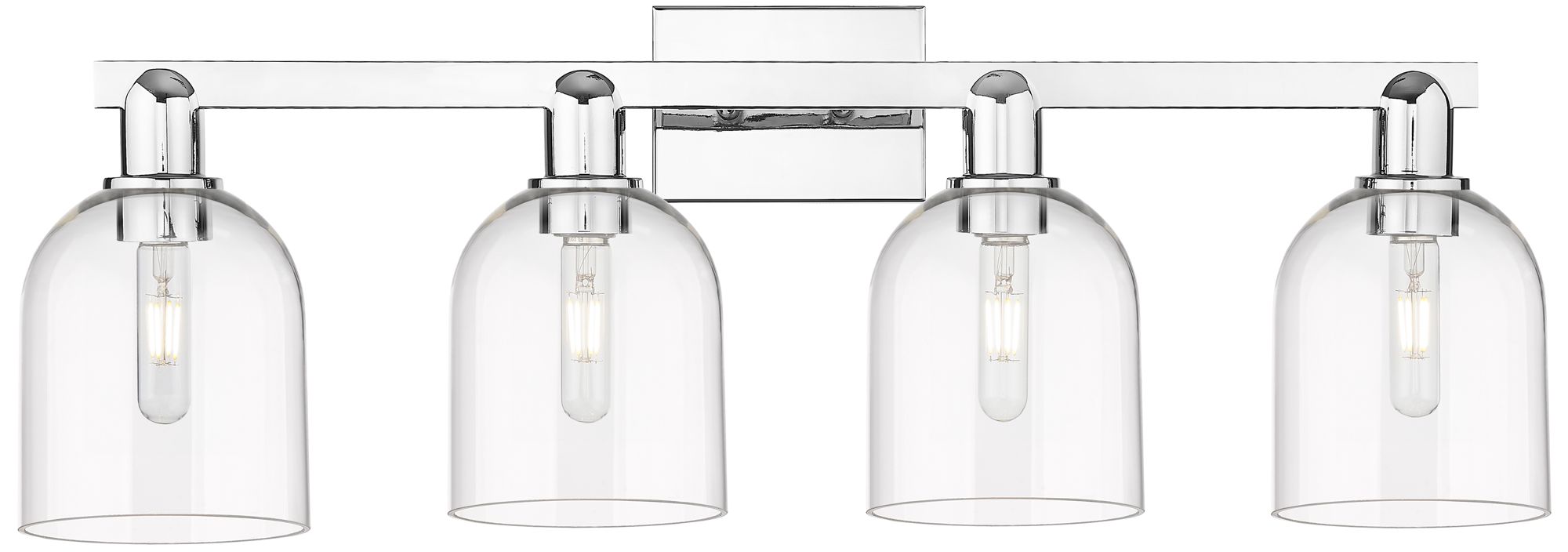 Arcadia Bella 33"W 4 Light Polished Chrome Vanity Light w/ Seedy Shade