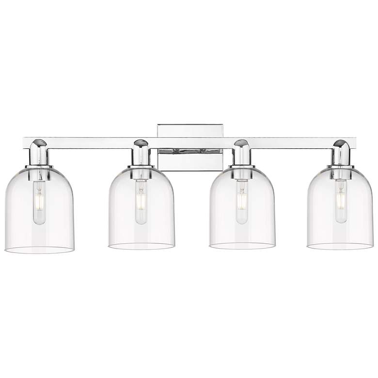 Image 1 Arcadia Bella 33"W 4 Light Polished Chrome Vanity Light w/ Seedy Shade
