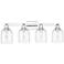 Arcadia Bella 33"W 4 Light Polished Chrome Vanity Light w/ Seedy Shade