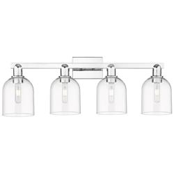 Arcadia Bella 33"W 4 Light Polished Chrome Vanity Light w/ Seedy Shade