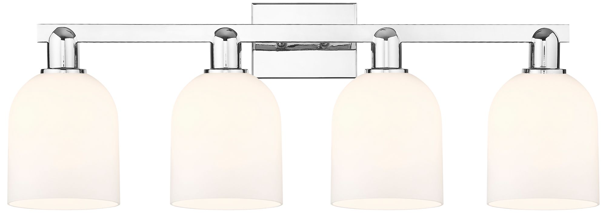 Arcadia Bella 33"W 4 Light Polished Chrome Vanity Light w/ White Shade