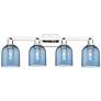 1_Arcadia Bella 33"W 4 Light Polished Nickel Bath Light With Blue Shade