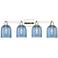 Arcadia Bella 33"W 4 Light Polished Nickel Bath Light With Blue Shade