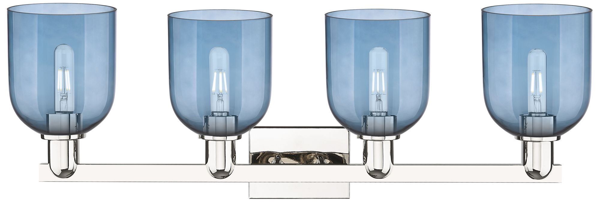 Image 2 Arcadia Bella 33"W 4 Light Polished Nickel Bath Light With Blue Shade more views