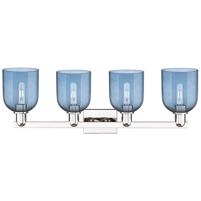 Image 2 Arcadia Bella 33"W 4 Light Polished Nickel Bath Light With Blue Shade more views