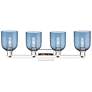 2_Arcadia Bella 33"W 4 Light Polished Nickel Bath Light With Blue Shade more views