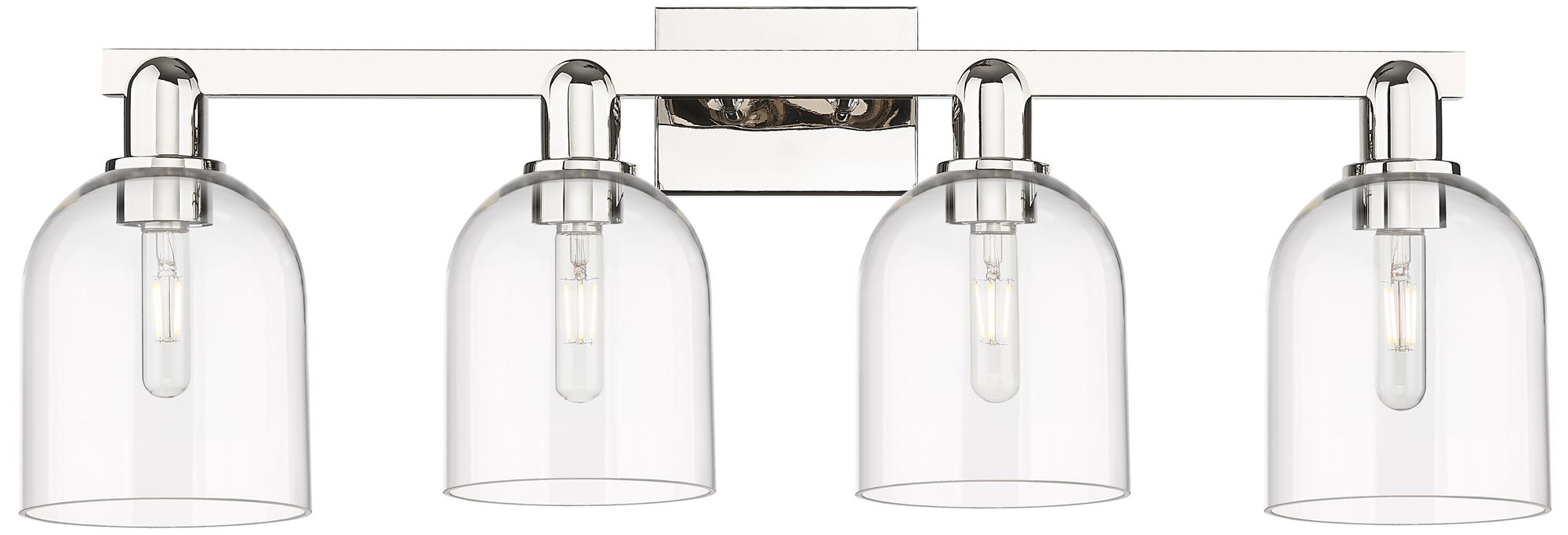 Arcadia Bella 33"W 4 Light Polished Nickel Vanity Light w/ Clear Shade
