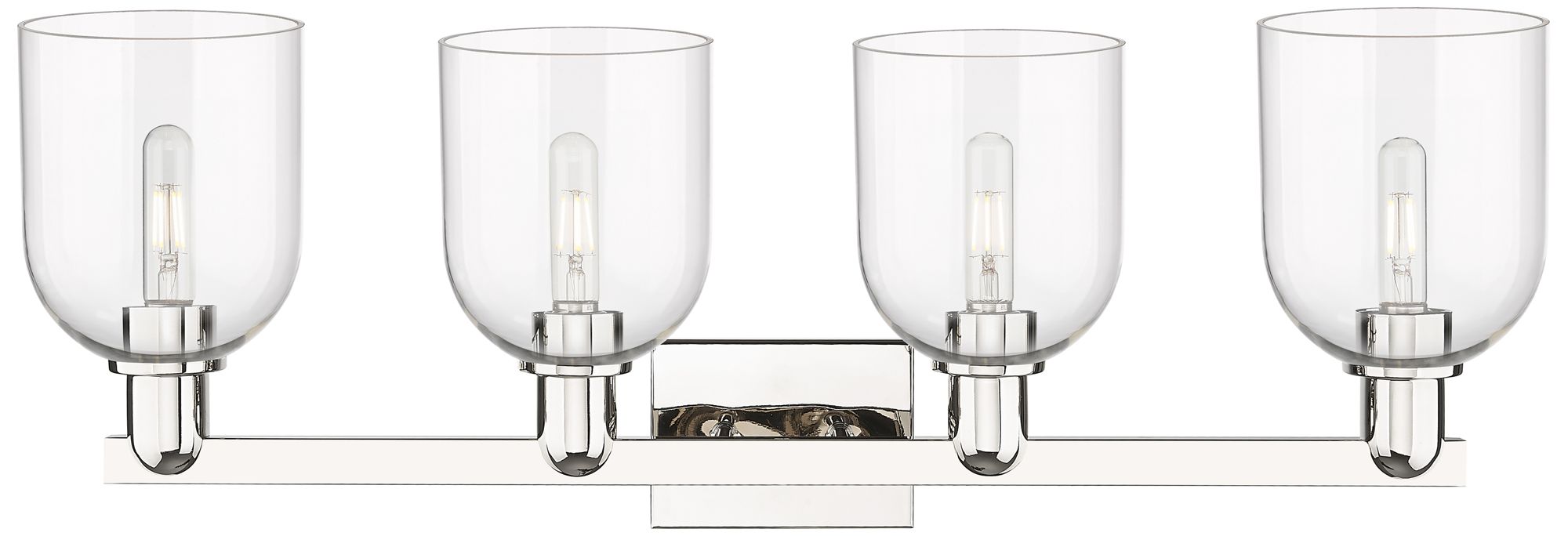 Image 2 Arcadia Bella 33"W 4 Light Polished Nickel Vanity Light w/ Clear Shade more views